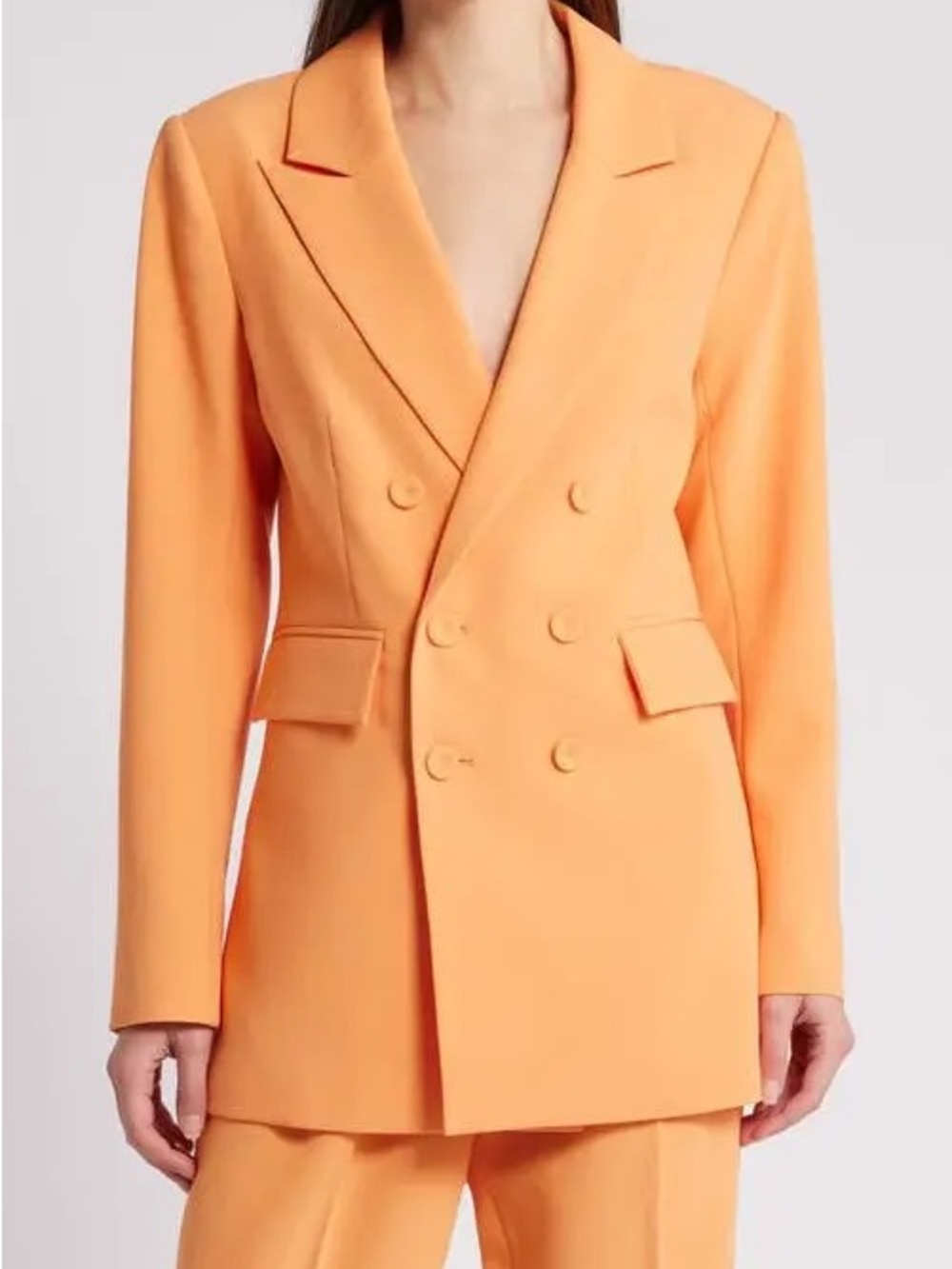 Favorite Daughter Double-Breasted Blazer in Peach Orange